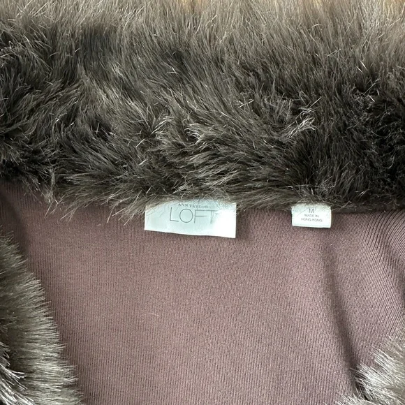 Ann Taylor Loft Brown Cardigan with Faux Fur Collar - Picture 6 of 10